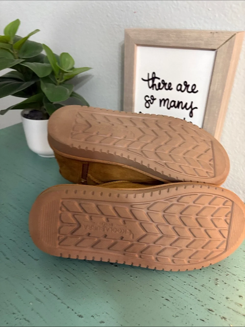 Koolaburra Kids Tan Suede Shearling-Lined Booties